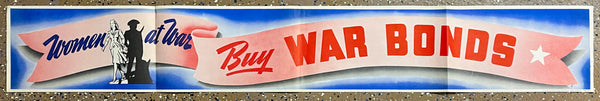 1942 Women At War Buy War Bonds WWII Banner Style