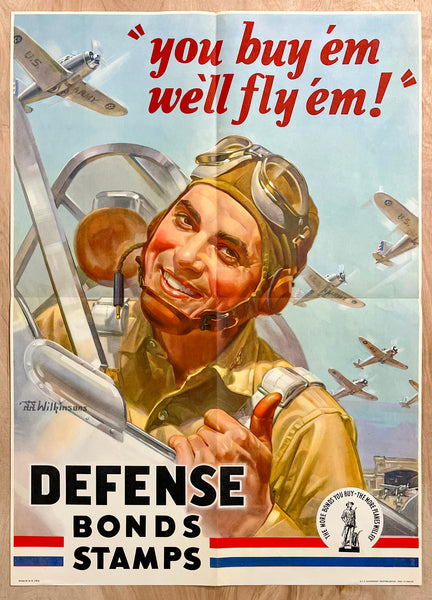 1942 You Buy 'Em We'll Fly 'Em Defense Bonds Stamps Walter Wilkinson WWII