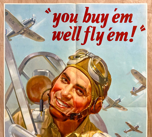 1942 You Buy 'Em We'll Fly 'Em Defense Bonds Stamps Walter Wilkinson WWII