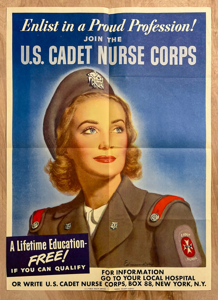 1944 Enlist Proud Profession Cadet Nurse Corps Edmundson WWII Nursing