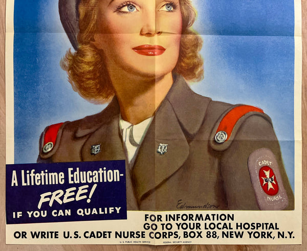 1944 Enlist Proud Profession Cadet Nurse Corps Edmundson WWII Nursing