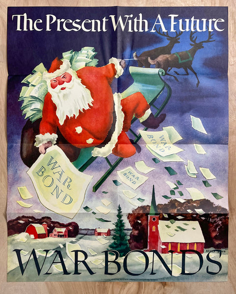 1942 The Present With A Future Buy War Bonds Dehn Christmas Santa Claus WWII