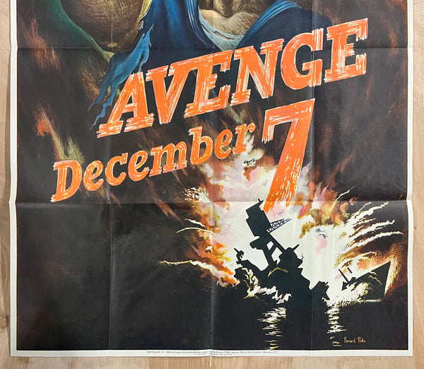 1942 Avenge December 7 by Bernard Perlin WWII Full Size