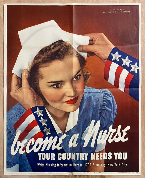 1942 Become A Nurse Your Country Needs You OWI Poster No. 22 WWII