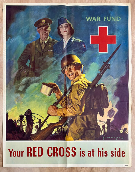 1943 Your Red Cross Is At His Side War Fund Schlaikjer WWII