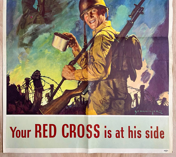 1943 Your Red Cross Is At His Side War Fund Schlaikjer WWII