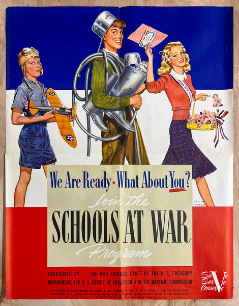 1942 We Are Ready What About You? Join The Schools at War Program WWII Nurick