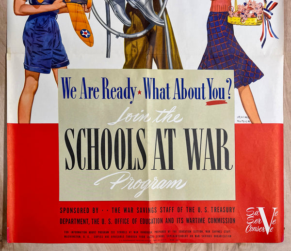 1942 We Are Ready What About You? Join The Schools at War Program WWII Nurick