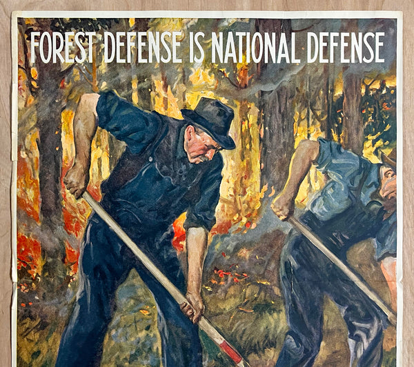1941 Forest Defense Is National Defense Prevent Forest Fires Flagg WWII