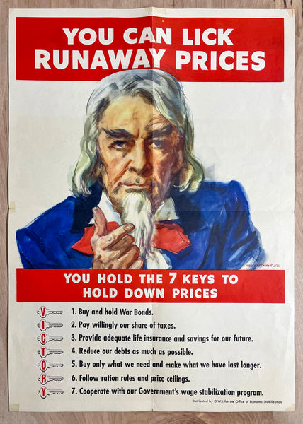 1943 You Can Lick RunAway Prices Uncle Sam James Montgomery Flagg WWII
