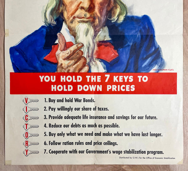 1943 You Can Lick RunAway Prices Uncle Sam James Montgomery Flagg WWII