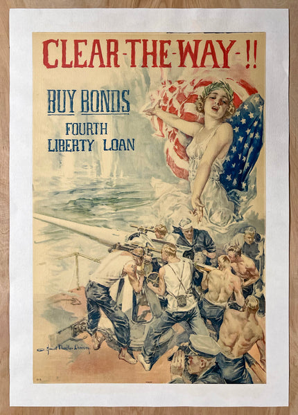 1918 Clear The Way Buy Bonds Fourth Liberty Loan by Howard Chandler Christy WWI