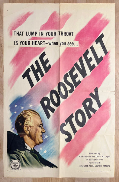 1947 The Roosevelt Story One Sheet Movie FDR Documentary