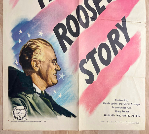 1947 The Roosevelt Story One Sheet Movie FDR Documentary