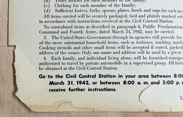 1942 All Persons of Japanese Ancestry Internment Rare Los Angeles Variant
