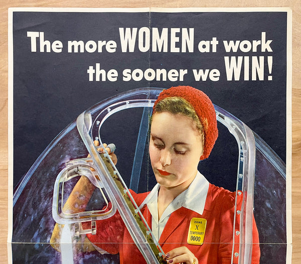 1943 The More Women At Work The Sooner We Win WWII Rosie the Riveter