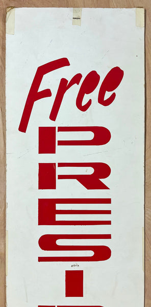 1969 Free The Presidio 27 Vietnam War Protest Placard Sign Original