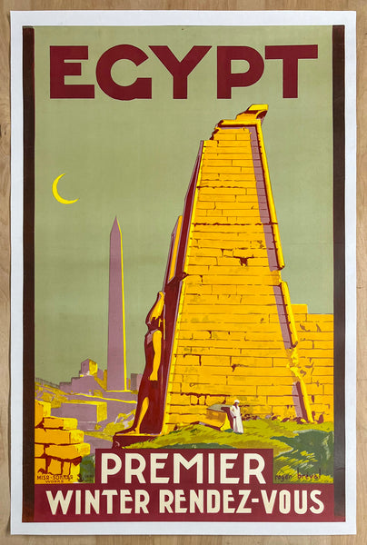 c.1930 Egypt Premier Winter Rendez-Vous Travel Roger Breval Karnak Temple