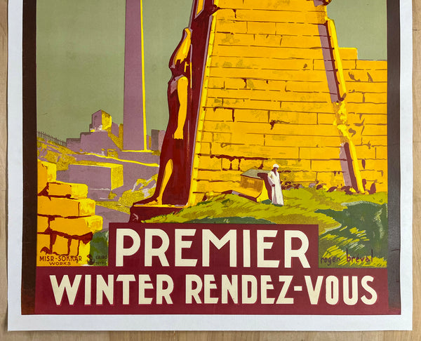 c.1930 Egypt Premier Winter Rendez-Vous Travel Roger Breval Karnak Temple