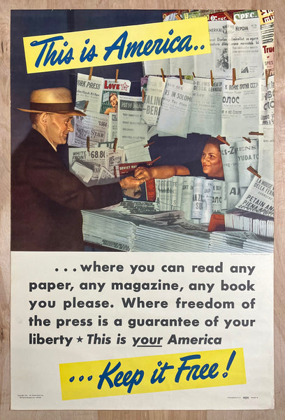 1942 This is America Freedom of Speech and the Press Sheldon Claire Co. WWII