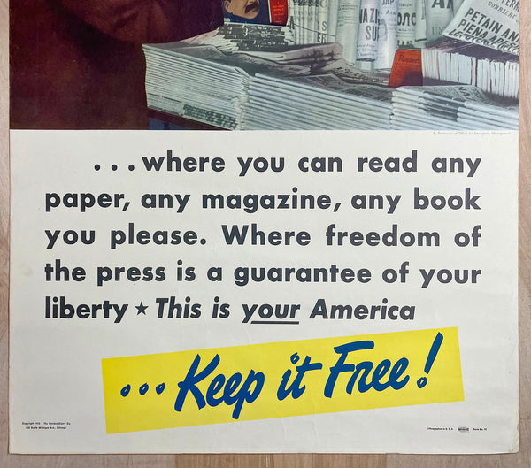 1942 This is America Freedom of Speech and the Press Sheldon Claire Co. WWII