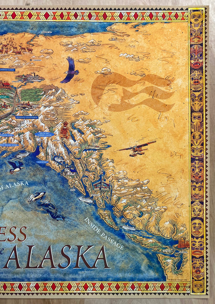 1998 Princess Cruise Lines Alaska Pictorial Map Derek Grinnell
