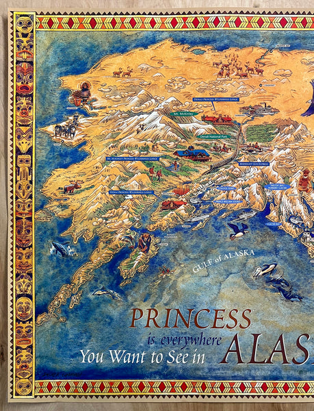 1998 Princess Cruise Lines Alaska Pictorial Map Derek Grinnell