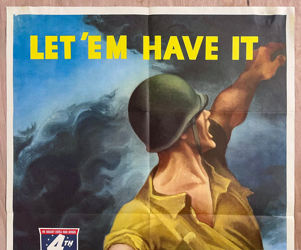 1943 Let 'Em Have It Buy Extra War Bonds Poster by Bernard Perlin WWII Original