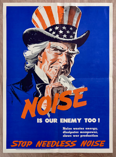 c.1942 Noise Is Our Enemy Too! National Noise Abatement Council WWII