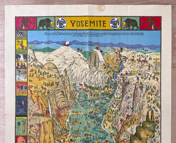 1931 Yosemite National Park Pictorial Cartoon Map by Jo Mora 1949 ed.