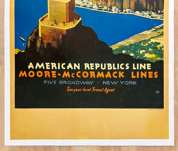 1939 South America Moore McCormack Lines Leslie Ragan Brazil RARE