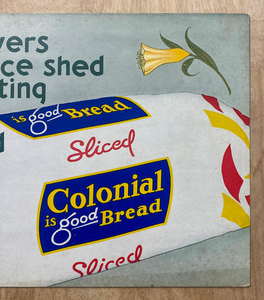 c.1936 April Flowers Colonial Bread Advertising Sign Vintage Original