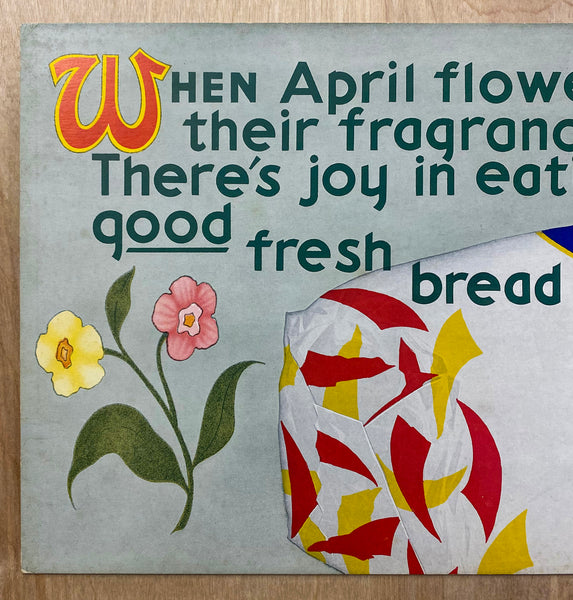 c.1936 April Flowers Colonial Bread Advertising Sign Vintage Original