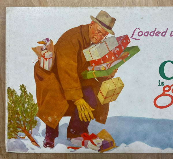 c.1936 Loaded with good things - Colonial is Good Bread Sign Clarence Cole Christmas