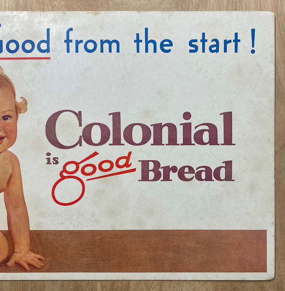 1935 Good from the start! Colonial is Good Bread Calendar Sign Clarence Cole Vintage