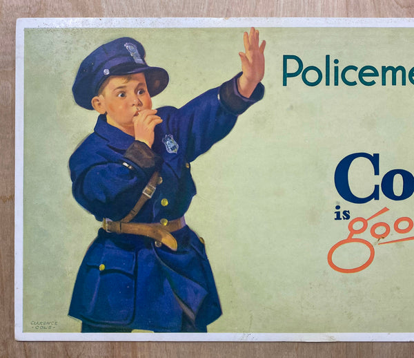 c.1936 Policeman Know…Colonial is Good Bread Sign Clarence Cole Vintage