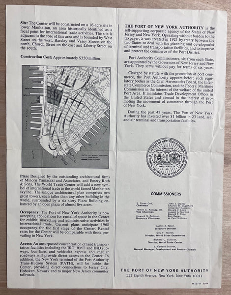 1964 World Trade Center Promotional Circular Earliest New York City WTC