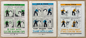 c.1927 Nip & Tuck Hercules Powder Mine Safety Mini Poster Set Archibald Chapin