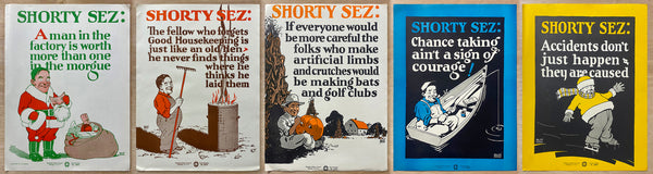 c.1927 Shorty Sez National Safety Council Small Format Poster Set of 5