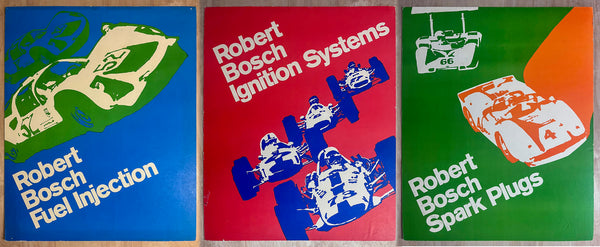 1960s Robert Bosch Pop Art Racing Race Car Lot Porsche Indy Chaparral