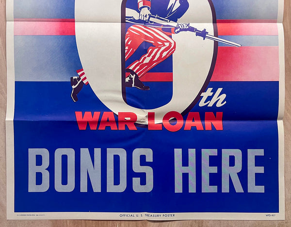 1944 Buy Your Extra 6th War Loan Bonds Here Uncle Sam Bayonet Charge WWII