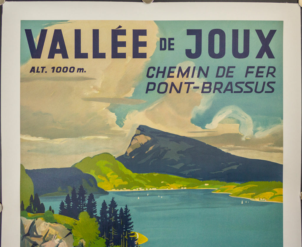 c.1948 Vallee De Joux Chemin De Fer Pont Brassus Railway Poster Koller