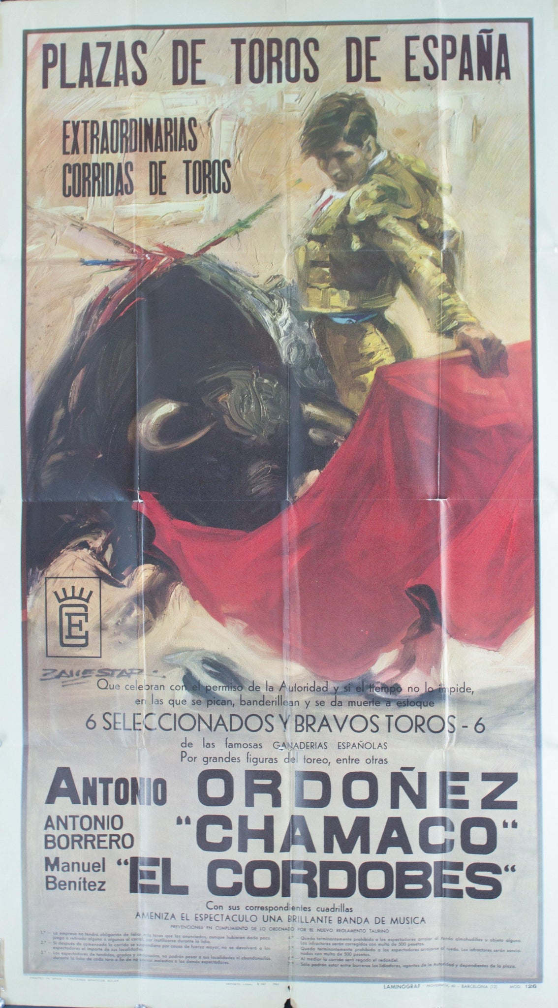1960 Plaza de Toros de Espana | Extraordinarias Corridas de Toros - Golden Age Posters