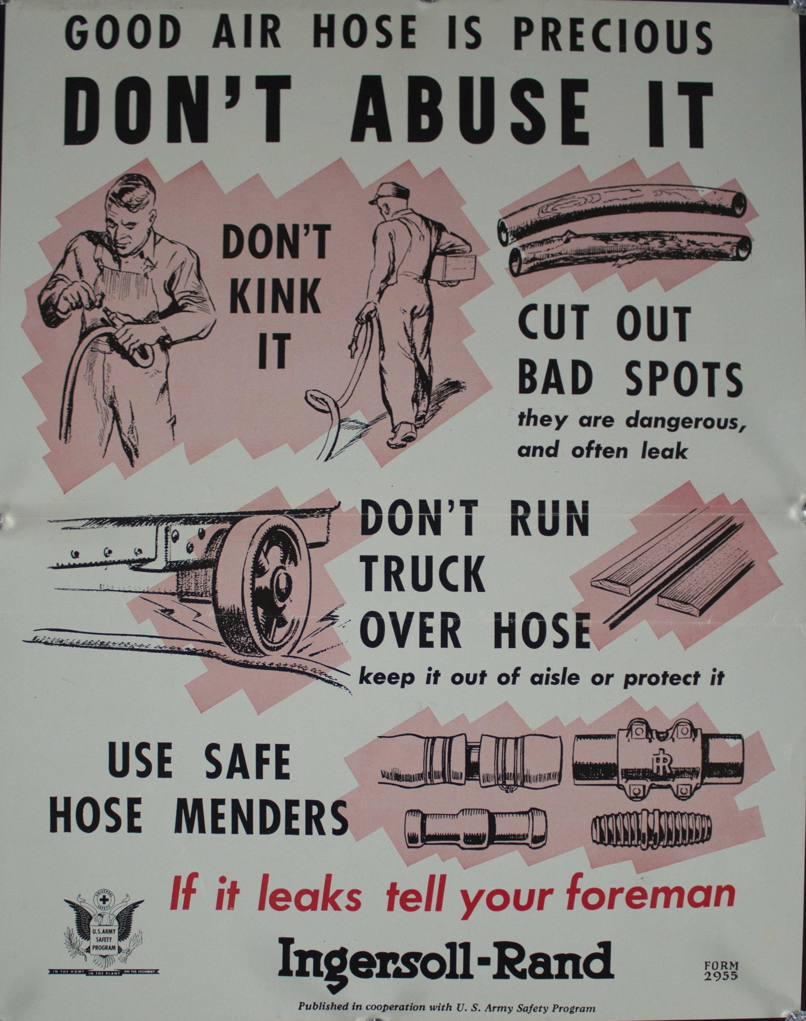 c. 1942 Good Air Hose is Precious - Don't Abuse It - Ingersoll-Rand - Golden Age Posters