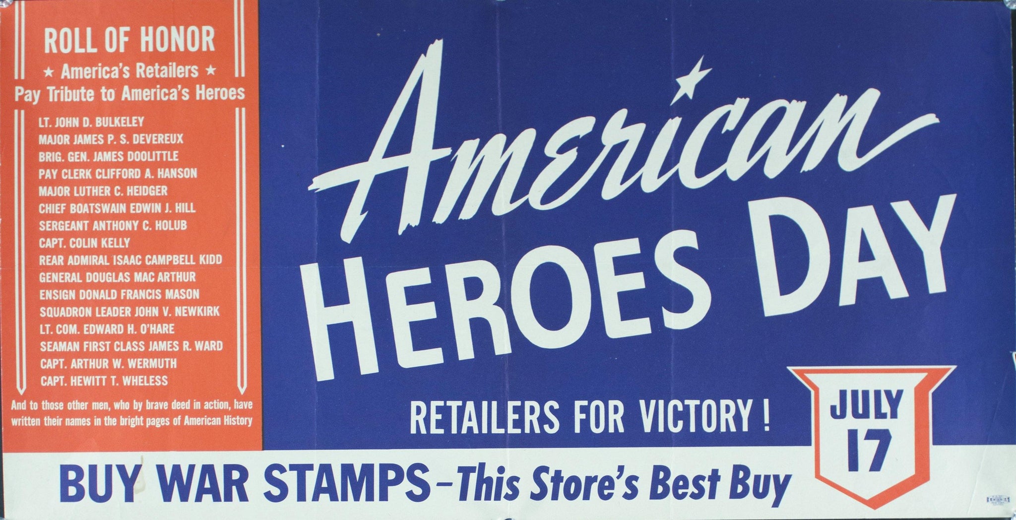 1942 American Heroes Day - Buy War Stamps - Golden Age Posters