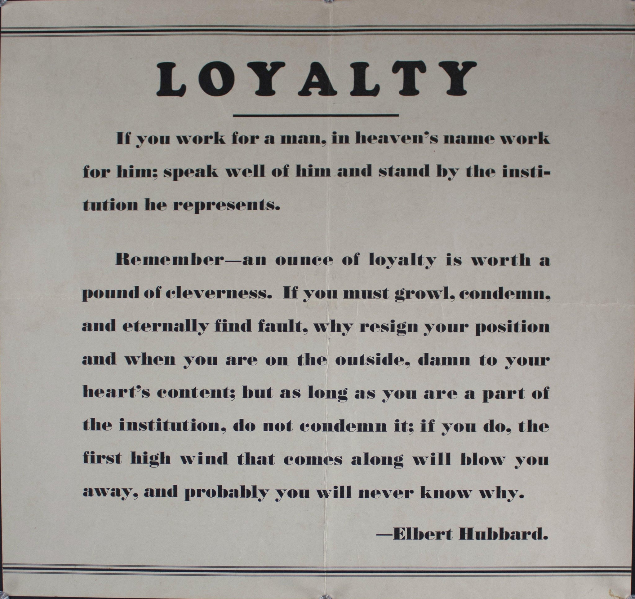 1942 Loyalty - Elbert Hubbard - Golden Age Posters