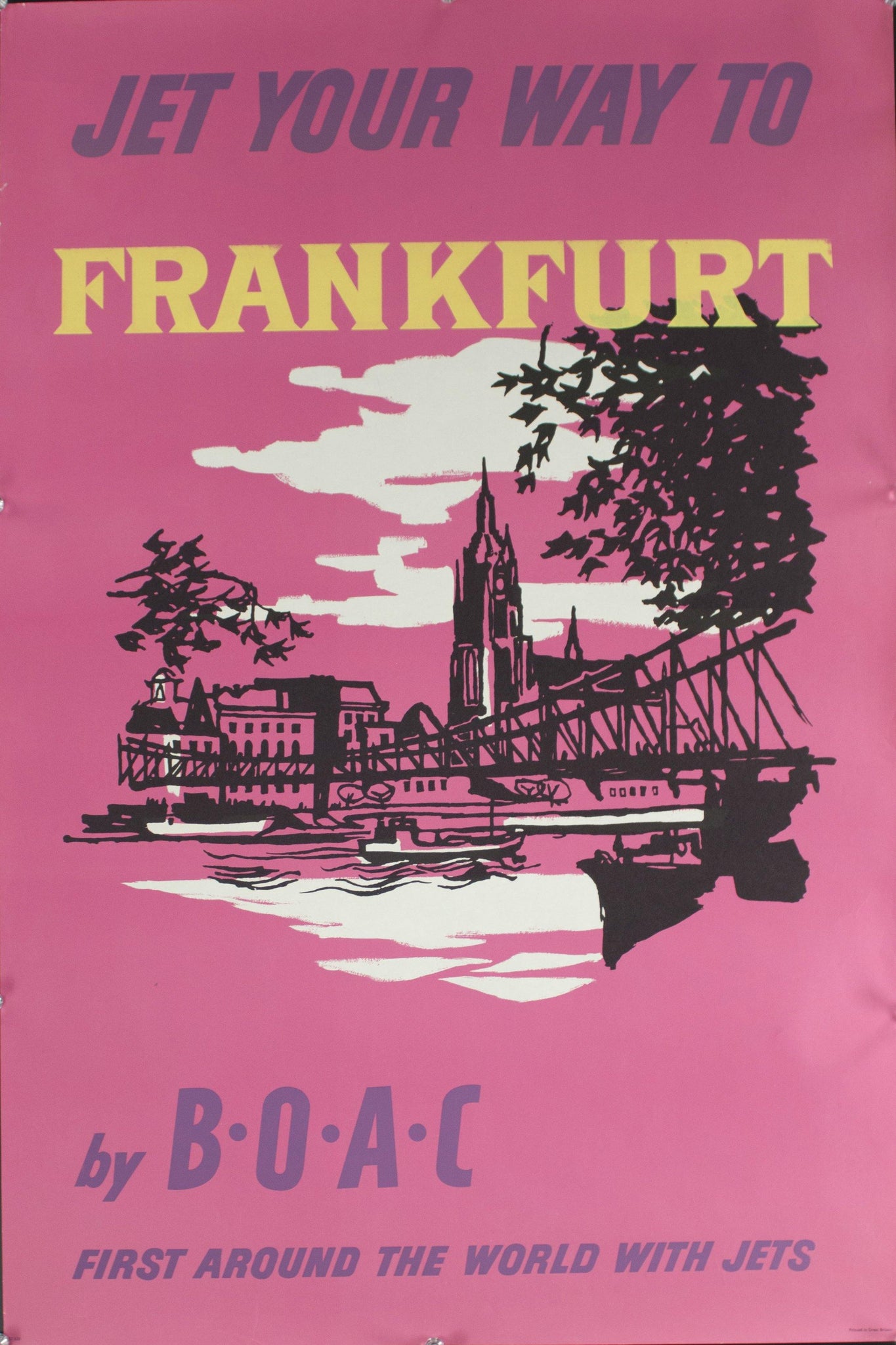 c. 1958 Jet Your Way to Frankfurt by BOAC | First Around the World with Jets - Golden Age Posters