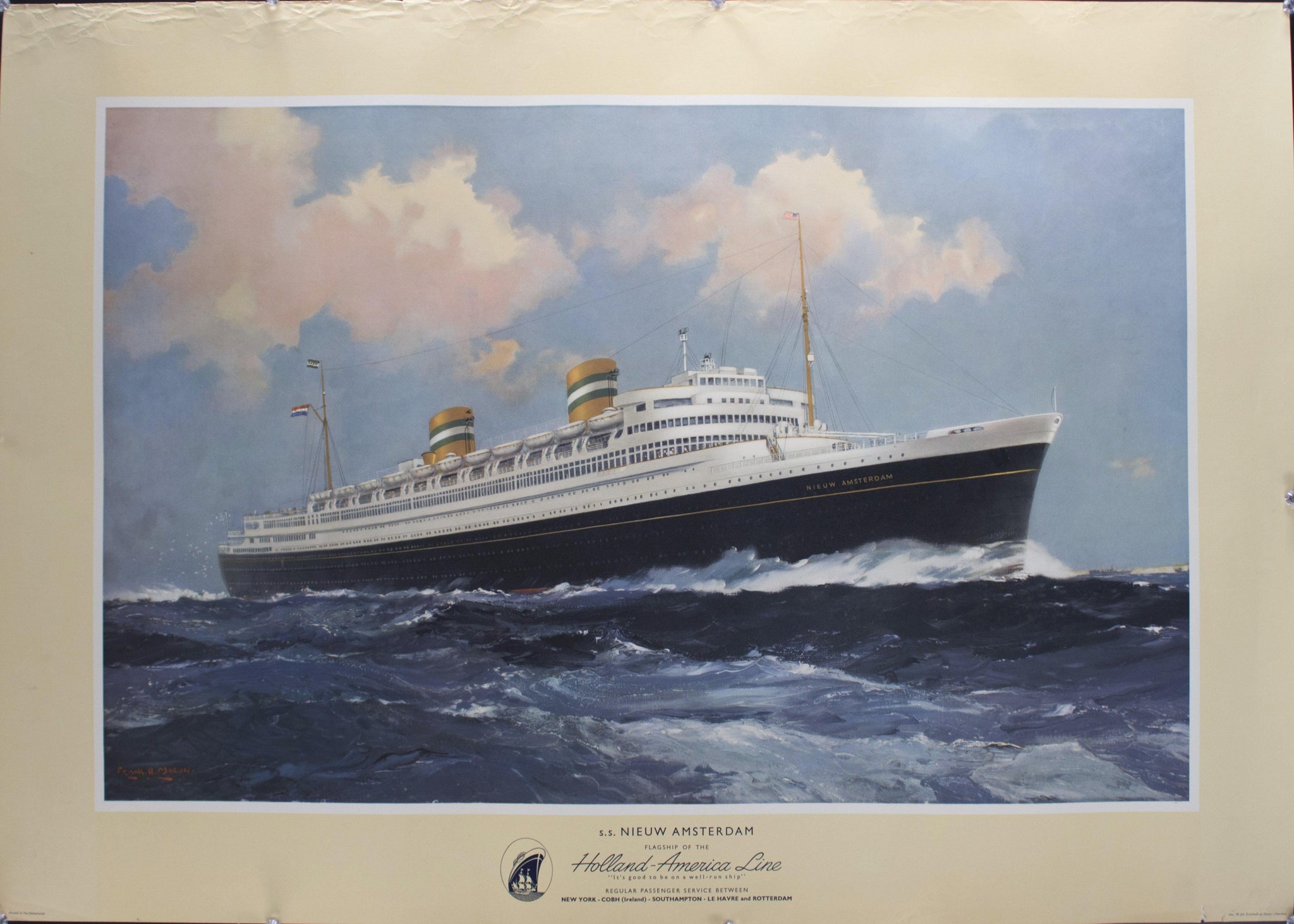 1950 S.S. Nieuw Amsterdam | Flagship of the Holland-America Line - Golden Age Posters