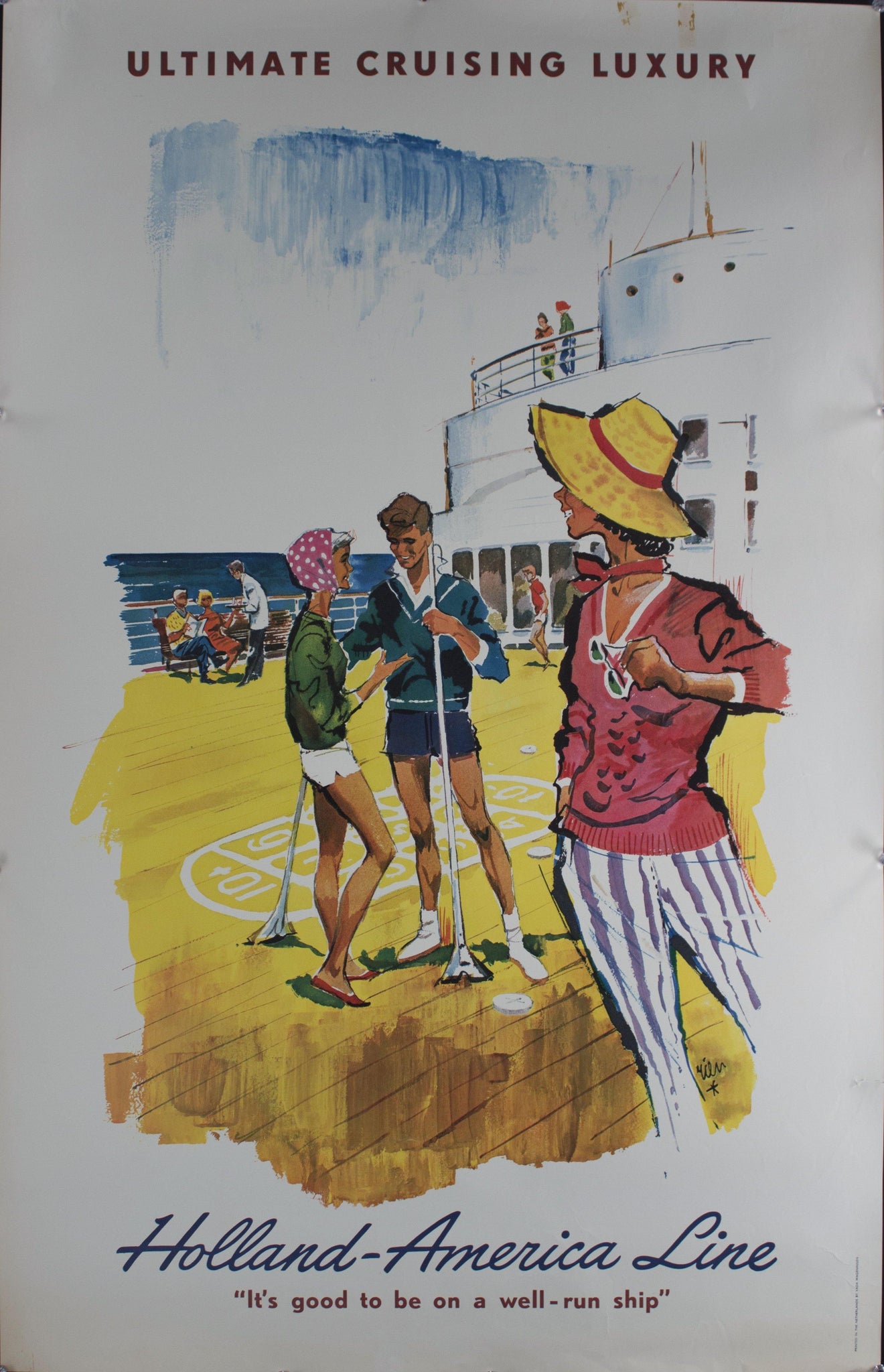 1960 Ultimate Cruising Luxury | Holland-America Line | It's good to be on a well-run ship - Golden Age Posters