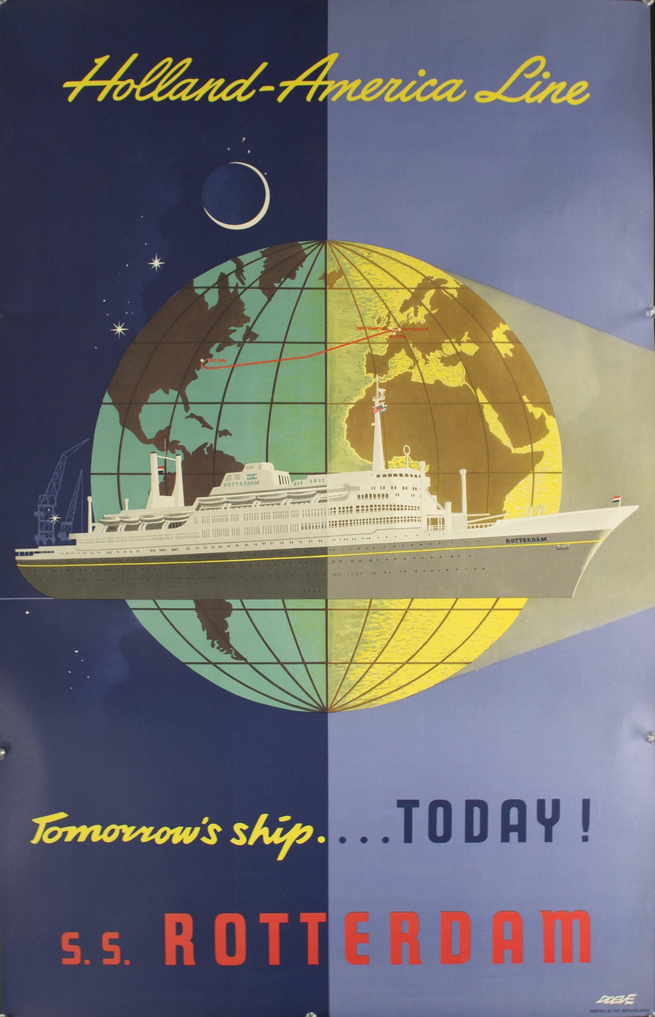 c. 1955 Holland-America Line | Tomorrow's Ship…Today! S.S.Rotterdam - Golden Age Posters